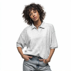 Chemise pour femme en tissu délavé à l'acide, épaules tombantes, style streetwear, coupe ample, écologique, lavage vintage - Product Image 6