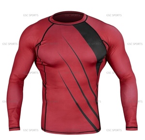 Baselayer BJJ Rashguard NO GI vêtements de combat pour hommes conception lourde éruption Guard MMA BJJ couche de base chemises de compression à bas prix - Product Image 2