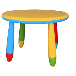 WELL HOME Tavolino rotondo in plastica gialla per bambini 70x48 cm - Product Image 1