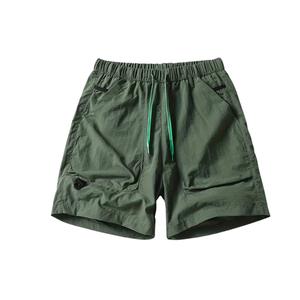 Pantalones cortos Cargo multibolsillos no elásticos de corte Regular para hombre, estilo de malla de Color sólido de poliéster 100% para correr, estilo callejero - Product Image 5