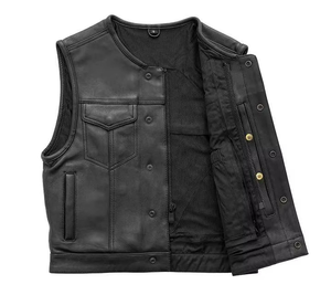 New Wholesale Price Top Quality Super Rider <b>Waistcoat</b> Leather Motorcycle Vest Breathable Biker Leather Vest <b>for</b> <b>Men</b> - Product Image 1