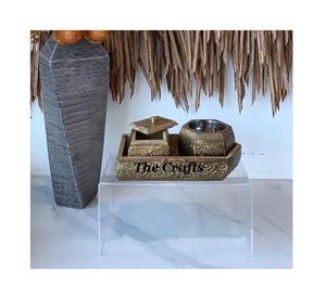 Travail de calligraphie en bois et métal Bakhoor brûleur Mabkhar ensemble avec plateau et boîte à Oud taille et forme personnalisées Mabkhara - Product Image 1