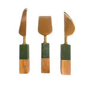 Ensemble de couverts en acier inoxydable avec manche en marbre vert de qualité matérielle - Product Image 2