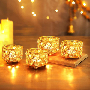 El mejor precio al por mayor, portavelas de cristal transparente, soporte de luz de té de alambre galvanizado para decoraciones de mesa, decoración de boda y hogar - Product Image 1