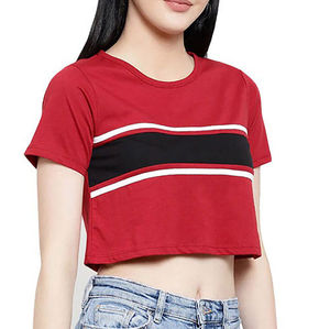 Nouvelle arrivée d'été élégant pour femmes hauts courts en coton à manches courtes de couleur personnalisée légère pour femmes à bas prix - Product Image 4