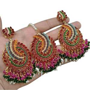 Dernières boucles d'oreilles à clous ethniques traditionnelles indiennes plaquées or, ensembles de bijoux de mode, fabrication artisanale, zircon disponible - Product Image 1