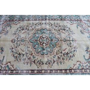 Tapis turc vintage 5,1x7,8 pieds, tapis oriental bleu en laine - Product Image 4
