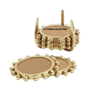 Sous-verres en marbre véritable blanc massif avec incrustation en laiton Ensemble de sous-verres en marbre scellés rembourrés en feutre antidérapant - Product Image 5