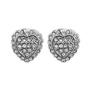 Kriaa 1313816 <b>Silver</b> Plated Austrian Stone <b>Heart</b> Shape <b>Stud</b> <b>Earrings</b> Fashionable Accessory - Product Image 1