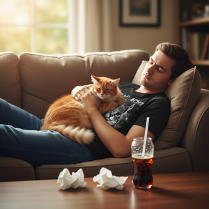 Sopravvisse alla mal di pancia di oggi: maglietta con meme del gatto - Product Image 3