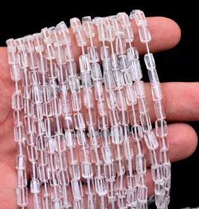 Perles en cristal de quartz AAA+ 4x7mm en forme de brique cubique, pierres semi-précieuses en cristal transparent naturel, perles tubulaires rares pour bijoux - Product Image 2