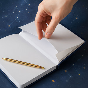 Carnet LABON bleu foncé Constellation avec étoiles argentées en feuille d'or, journal relié rigide 160 g/m², format A5, design astrologique lune, cadeau - Product Image 3