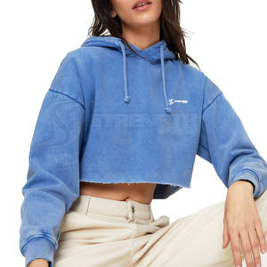 Personnalisé de haute qualité en coton pour femmes Crop Top Hoodies Plain Crop Top Custom Women Crop Hoodies - Product Image 2