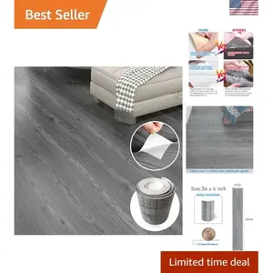 Paquete de 36 baldosas de suelo de madera gris 54 Sin residuos pegajosos que quedan suelos de madera de primera calidad - Product Image 1