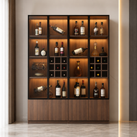 Meuble à vin de luxe moderne en bois écologique, réglable en hauteur, avec éclairage LED, présentoir modulaire pour salon et salle à manger