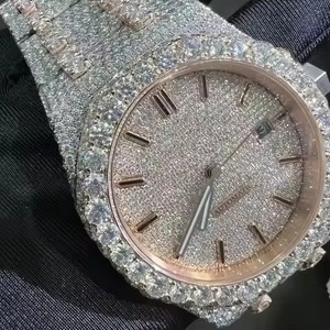Reloj de Lujo con Diamantes Moissanite VVS de Dos Tonos, Esfera de Cristal Tallado, Mecanismo de Cuarzo Oculto, Acero Inoxidable, Edición Limitada - Product Image 1
