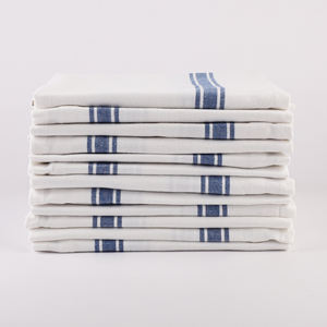 Serviette de cuisine en coton recyclé Vintage Strips en rouge pour la cuisine de golf - Product Image 2