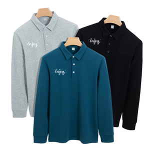 Camisa de Manga Larga para Hombre, Calidad Premium, Tejido de Punto, Estampado Sólido, Resistente a las Arrugas, Ecológica, Casual, 300 Gramos, Otoño Invierno - Product Image 6