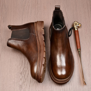 Chaussures mocassins en cuir de veau avec détails cousus à la main et soutien de la voûte plantaire, chaussures de ville pour hommes - Product Image 2