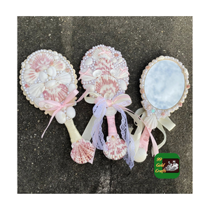 ESPEJO DE CONCHA DE MAR ESTILO VINTAGE ACCESORIO DE DECORACIÓN COSTERA HECHO A MANO PARA MUJER NIÑAS O ENTISTAS DEL DISEÑO DE HABITACIÓN - Product Image 3