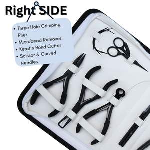 Black Hair <b>Extension</b> Tools with Tape-In Plier Micro <b>Bead</b> Crimper Bond Breaking Cutter Microlink Remover Loop Threader Hook Clips - Product Image 3