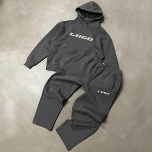 Ensemble de survêtement et de pantalon de survêtement surdimensionné personnalisé OEM, ensemble de jogging ample, survêtement gris surdimensionné pour hommes, streetwear - Product Image 1