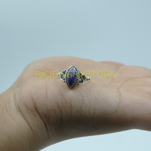 Anillo de Plata de Ley 925 con Charoita Natural Morada en Corte Marquesa, Hecho a Mano con Filigrana, para Mujer, Novia, Regalo de Navidad - Product Image 3