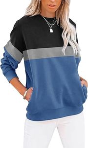 Sweat-shirts amples en molleton pour femmes, col rond, manches longues, 100 % coton, pour l'hiver - Product Image 3
