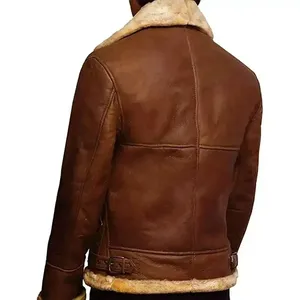 Mens Brown B3 <b>Bomber</b> Leather <b>Jacket</b> - Product Image 2