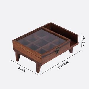 Best Kitchen Accessories Storage Organization Natural Mango Wood Spice Box Masala Daani Namak Dani Dabba for Herb Spice Tools - Product Image 4