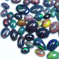 Opale noire d'Éthiopie naturelle, cabochon ovale, opale de feu, jeu de couleurs, qualité AAAAA pour la fabrication de bijoux PANJSHIR GEMA INTERNATIONAL