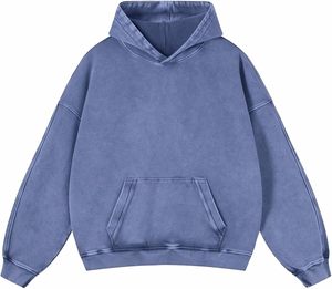 Meilleur personnalisé hommes 100% coton délavé à l'acide coupe ajustée Streetwear surdimensionné col à capuche sweats d'hiver motif solide Service OEM - Product Image 1