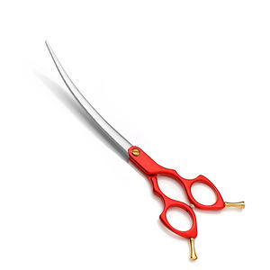 Ciseaux de toilettage pour animaux de compagnie de qualité supérieure en acier métallique lame tranchante incurvée ciseaux de toilettage de cheveux de barbier pour le toilettage d'animaux de compagnie - Product Image 1