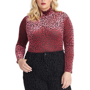 Rachel Roy - Camiseta informal con cuello alto y estampado de leopardo para mujer, talla grande, color rosa, talla 3X - Product Image 1
