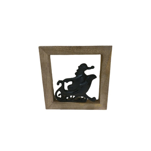 Christmas Collection Aluminum Santa With <b>Cart</b> in Wooden Frame With Customized Black Finishing Handmade Christmas Table Decor - Product Image 1