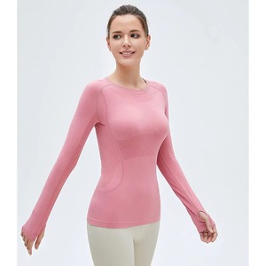 Oem Wholesale Top Quality Women Long Sleeve Compression Workout Shirts <b>Net</b> <b>Mesh</b> Yoga Tops - Product Image 3