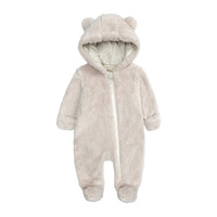 Pyjama Bébé Unisexe en Coton Biologique Tricoté avec Doublure Polaire et Velours, Motif Animal Mignon, Manches Longues, Fermeture Éclair, Combinaison