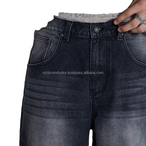 กางเกงผ้ายีนส์ขายาวสำหรับผู้ชายกางเกงขาตรงผ้าฝ้ายทรงแบ็กกี้ - Product Image 4