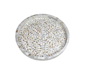 Meilleur Prix Design Unique Rond Nacre Incrustation Chocolat Plateau Style Marocain Vadrouille Incrustation Plateau Plats Assiettes Décoration de La Maison - Product Image 5
