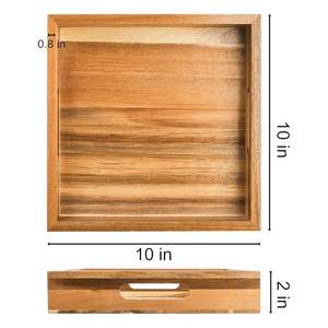 Meilleur plateau de service carré en bois de qualité supérieure avec poignée plateau ottoman en gros pour la nourriture vin café dîner plats et assiettes - Product Image 5