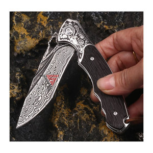 Hot Sale Sharp Hunting Damascus Steel <b>Knife</b> With Engraving Made From Damascus Steel Blade,Engraved Steel Head,Wooden Handle - Product Image 5
