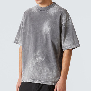 T-shirt surdimensionné délavé à l'acide vintage 250 GSM coton lourd 100% Jersey Logo personnalisé imprimé Streetwear délavé au soleil avec motif solide - Product Image 2