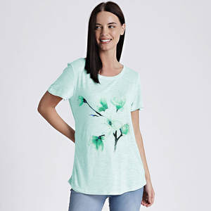 T-shirts courts vierges personnalisés pour filles T-shirts courts en coton uni sérigraphié en gros - Product Image 6