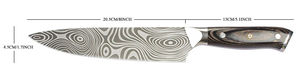 Cuchillo de Chef Profesional de Alta Calidad, Ultra Afilado, de 8 Pulgadas, Acero Inoxidable, Hoja con Patrón Damasco Láser, Mango de Madera Pakka - Product Image 2