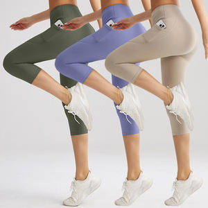 กางเกงโยคะเอวสูงสำหรับผู้หญิง ผ้าถักระบายอากาศ ยกกระชับสะโพก เหมาะสำหรับออกกำลังกาย ฟิตเนส เล่นกีฬา ลำลอง ลายพิมพ์ มีตะเข็บ - Product Image 4