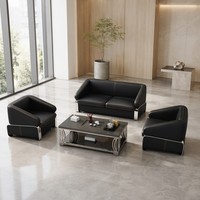 Ensemble de canapés de bureau modulaires modernes en cuir PU, structure KD, sièges de réception pour salon d'affaires