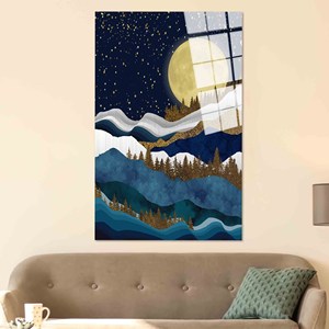 Impression de montagne abstraite : œuvre d'art sur toile imprimée et plate pour décoration moderne, ART SUR VERRE TÉRMÉRÉ - Product Image 1