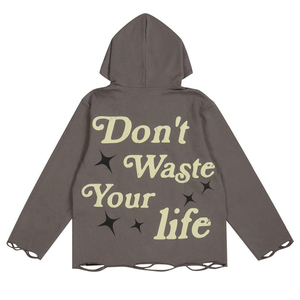 Nouveau Style Baggy 100% coton éponge français avec mousse 3d bouffée impression à capuche pour hommes pas de poches Boxy Distressed Hoodie No String - Product Image 2