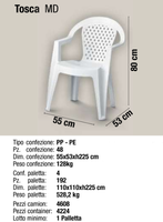 Chaise de salle à manger d'extérieur empilable, élégante, fabriquée en Italie, écologique, en plastique PP durable, certifiée ISO9001 TUV, utilisable par tous les temps, pour les parcs