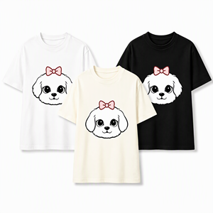Women Cotton <b>T</b> <b>Shirt</b> Cute Cartoon <b>Dog</b> Crew Neck Short Sleeve Breathable Summer Top - Product Image 1